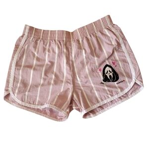 SCREAM Ghost Face Pink Striped Women's Sleep Wear Shorts